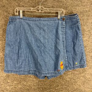 The Disney Store Skort Girls 2XL Blue Denim Medium Wash Mini Short Button Casual
